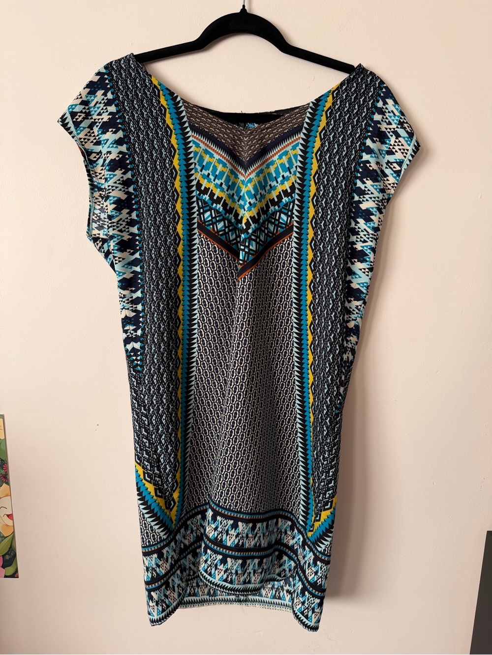 BeBop Patterned Dress with Blue, Yellow and Black Details